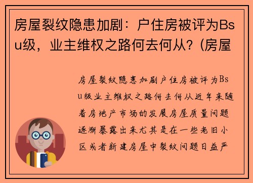 房屋裂纹隐患加剧：户住房被评为Bsu级，业主维权之路何去何从？(房屋质量b级修复了还能赔偿吗)